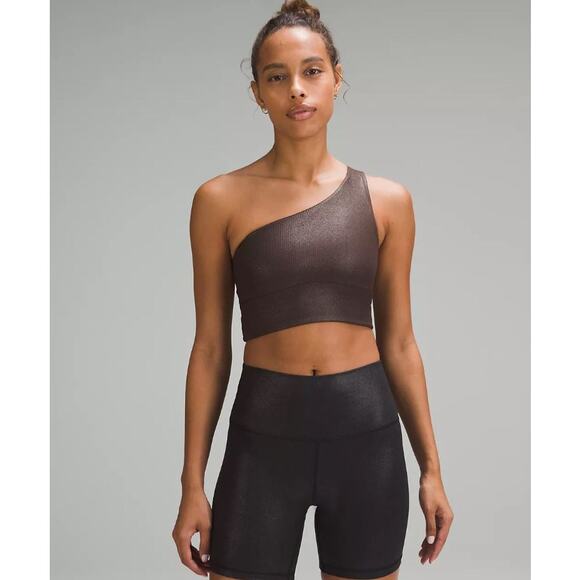 lululemon athletica Tops - NWT Lululemon Align Asymmetrical Ribbed Bra A/B Shine Espresso Women's Size 2